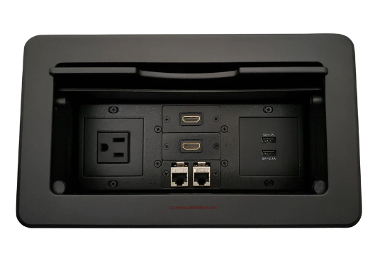 Lew Electric TBUS-6-B5 Conference Table Box, 1 Power, 2 Charging USB, 2 HDMI, 2 Data, Black