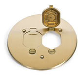 Lew Electric TCP-2-LR Seamless Flanged Dual Flip Lid Cover for 32 Series Floor Box, Brass