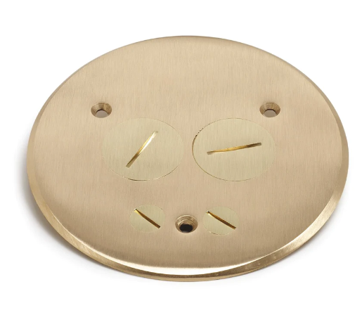 Lew Electric TCP-2-PC Seamless Flanged 4 Screw Plug Cover for 32 Series Floor Box, Brass