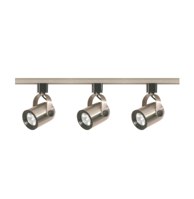 Nuvo TK354 3 Light - MR16 - Round Back Track Kit Light - 4 foot Track - Line Voltage - Brushed Nickel Finish
