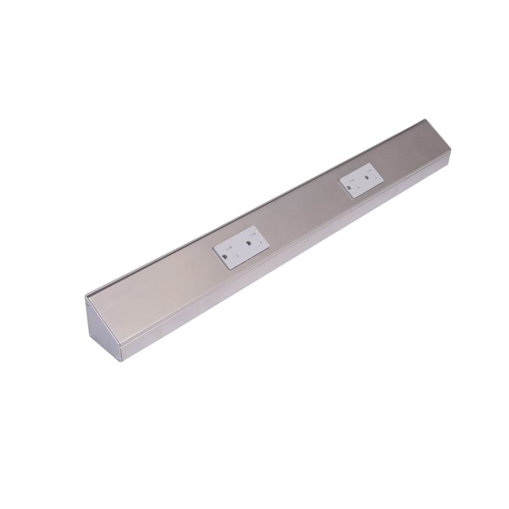 Task Lighting TR12-1GDSN-6PK 12'' TR Series Angle Power Strip, Satin Nickel Finish, Grey Receptacles, Pack Of 6