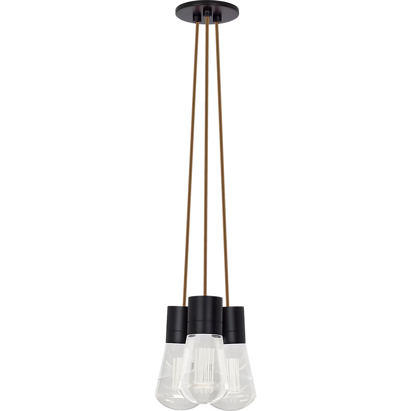 Visual Comfort Architectural 700TDALVPMC3INB-LED930 Sean Lavin Alva LED 9" 3-Light Natural Brass Pendant Black/White Cord LED 90 CRI 3000K