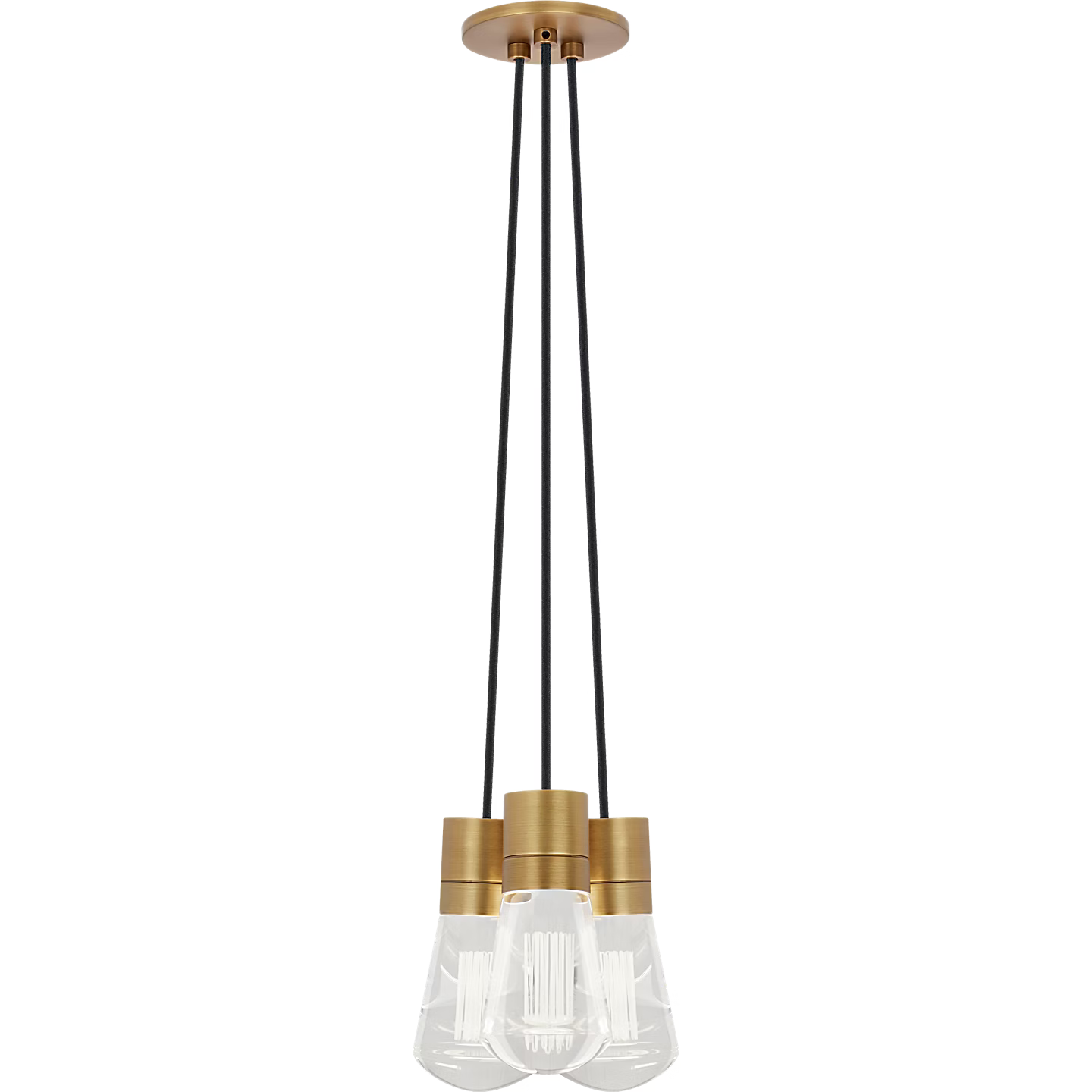 Visual Comfort Architectural 700TDALVPMC3BNB-LED930 Sean Lavin Alva LED 9" 3-Light Natural Brass Pendant Black Cord LED 90 CRI 3000K