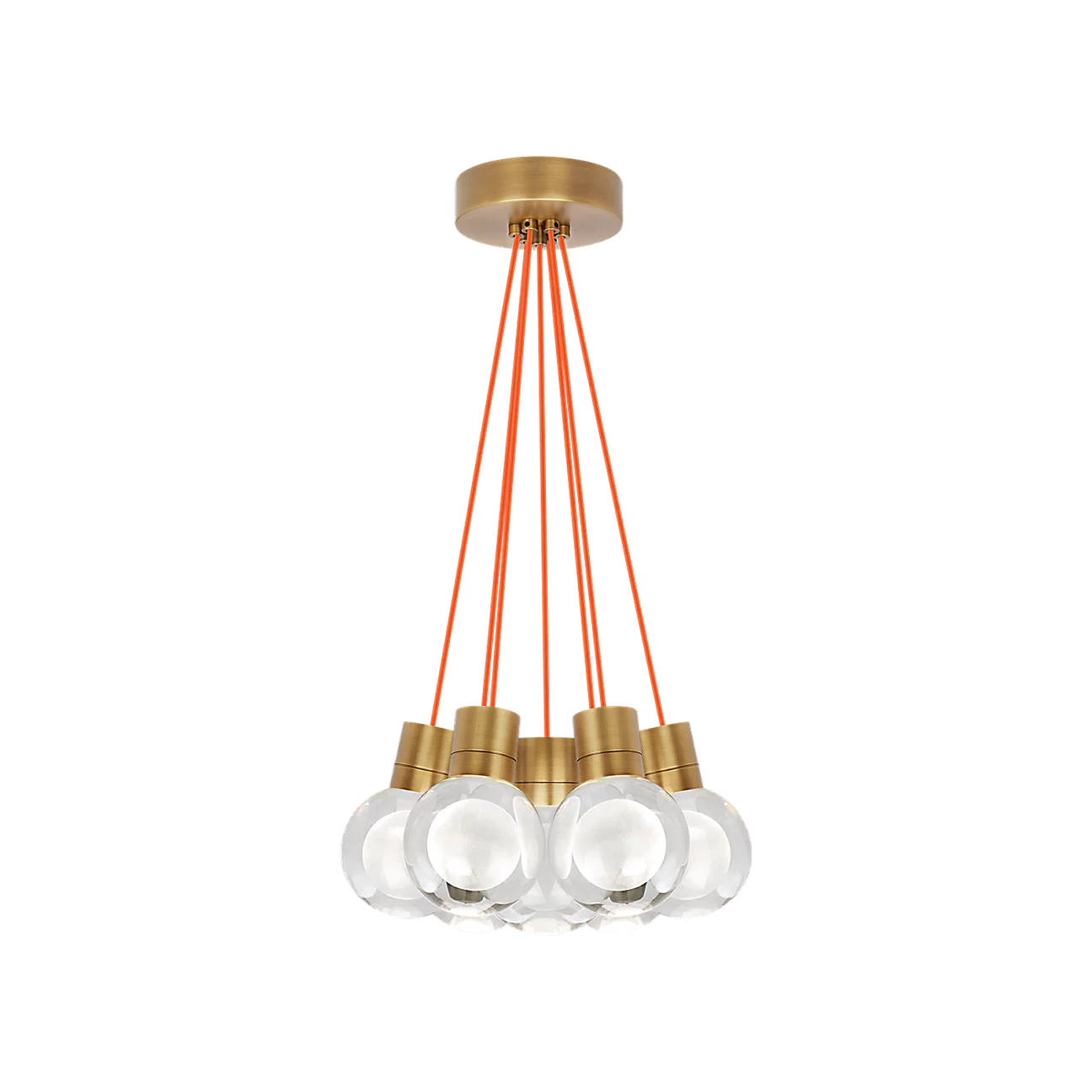Visual Comfort Modern Collection 700TDMINAP7CONB-LEDWD Sean Lavin Mina 5 Inch Natural Brass LED Pendant 7 Light 2200K–3000K Crystal Orange Cord
