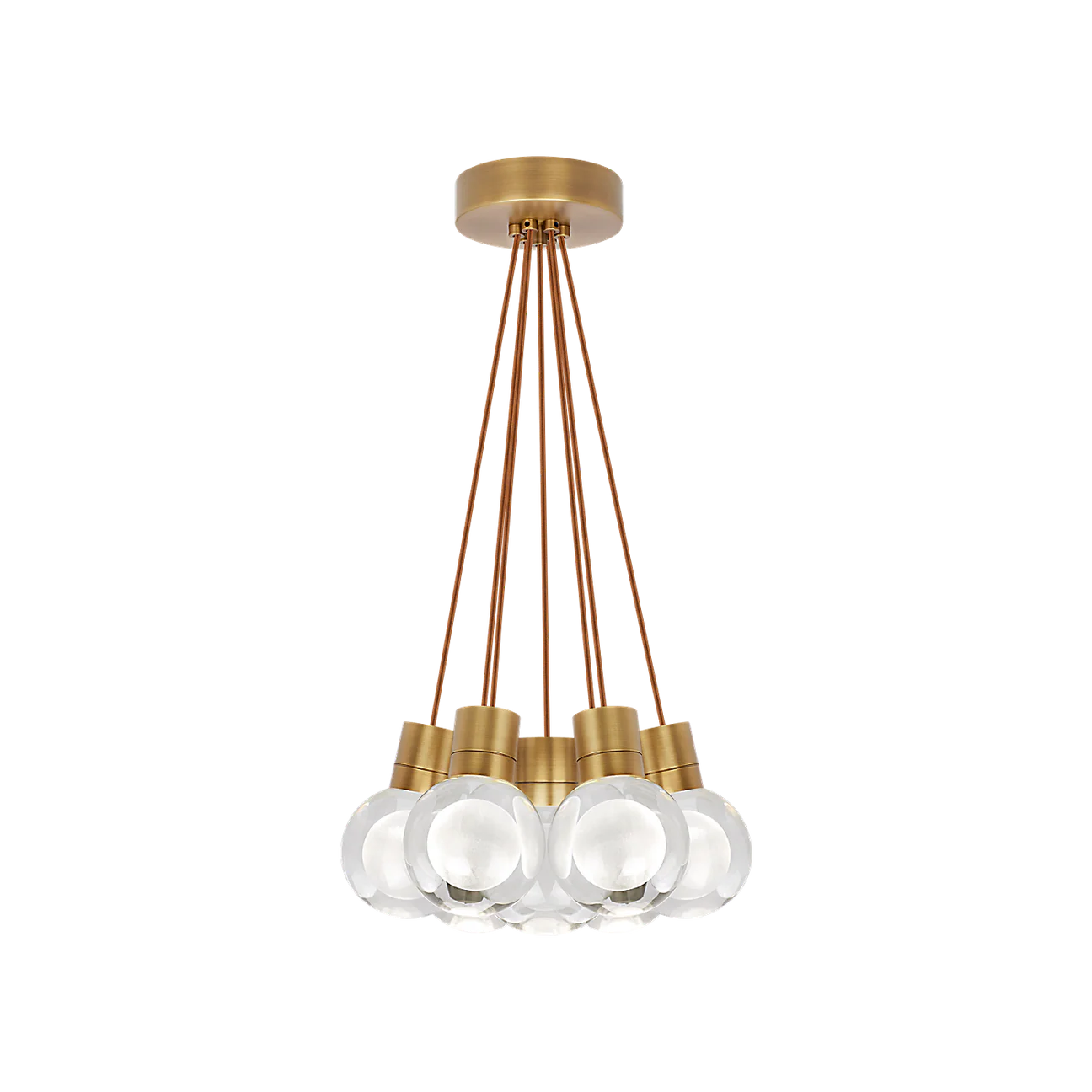 Visual Comfort Modern Collection 700TDMINAP7CPNB-LEDWD Sean Lavin Mina 5 Inch Natural Brass LED Pendant 7 Light 2200K–3000K Crystal Copper Cord