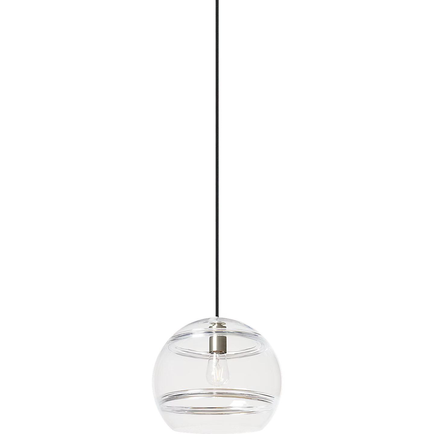 Visual Comfort Modern Collection 700TDSDNLPCS Sean Lavin Sedona 1 Light 12.4" Clear Glass Pendant Incandescent Satin Nickel