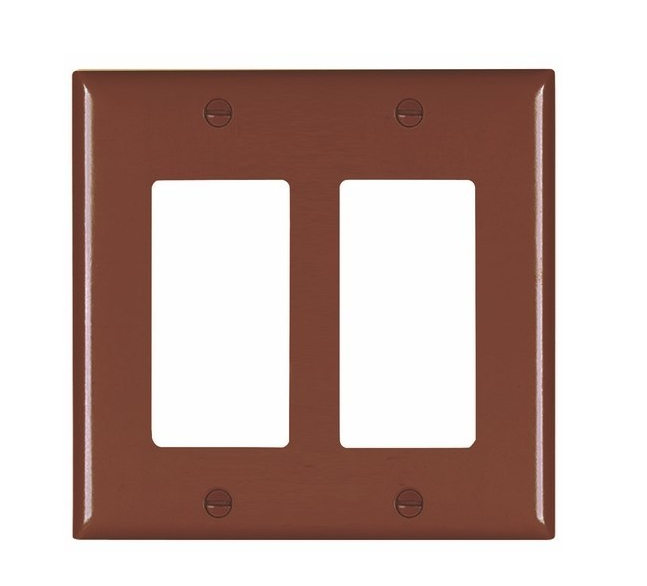Wattstopper TP262 2-Gang Standard-Size GFCI Decorator Wallplate; Wall Mount, Nylon, Brown