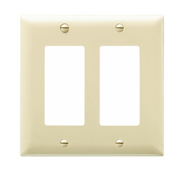 Wattstopper TP262I 2-Gang Standard-Size GFCI Decorator Wallplate; Wall Mount, Nylon, Ivory