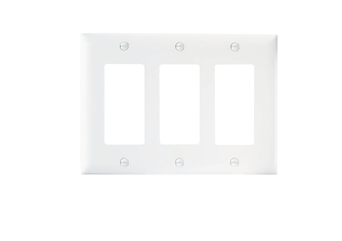 Wattstopper TP263W Thermoplastic 3-Gang Decorator Wall Plate, White Finish