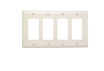 Wattstopper TP264I Thermoplastic 4-Gang Decorator Wall Plate, Ivory Finish
