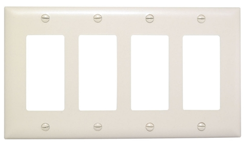 Wattstopper TP264RED Thermoplastic 4-Gang Decorator Wall Plate, Red Finish