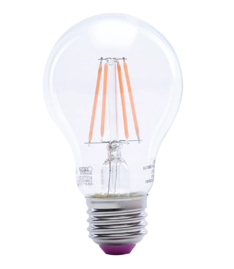Feit Electric A19/TPK/LED Clear Glass Pink A19 Dimmable LED Filament Light Bulb, Wattage 4.5W, Voltage 120V