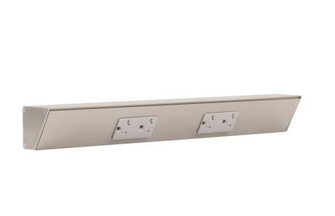 Task Lighting TR18-2GDSN-6PK 18" Angled Power Strip - 2 Gray Duplex Receptacles - Satin Nickel Finish (6-Pack)