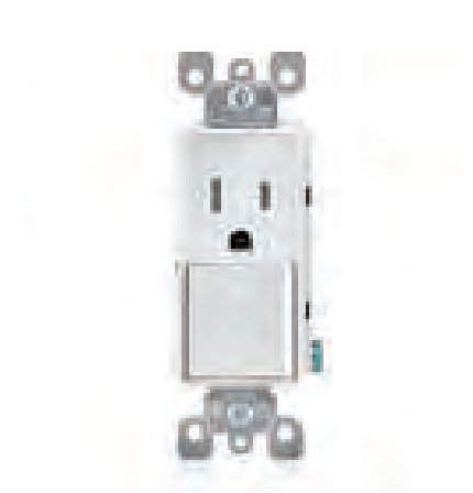 Task Lighting TRO-CB-1P/REC-W Combination single-pole switch and 15 amp receptacle White Finish