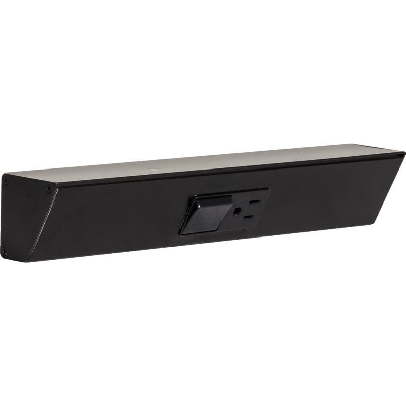 Task Lighting TRS12-1B-BK 12" Angled Power Strip, 1 Black Single Receptacle / Switch, Black Finish