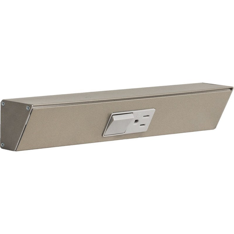 Task Lighting TRS12-1G-SN 12" Angled Power Strip, 1 White Single Receptacle / Switch, Satin Nickel Finish