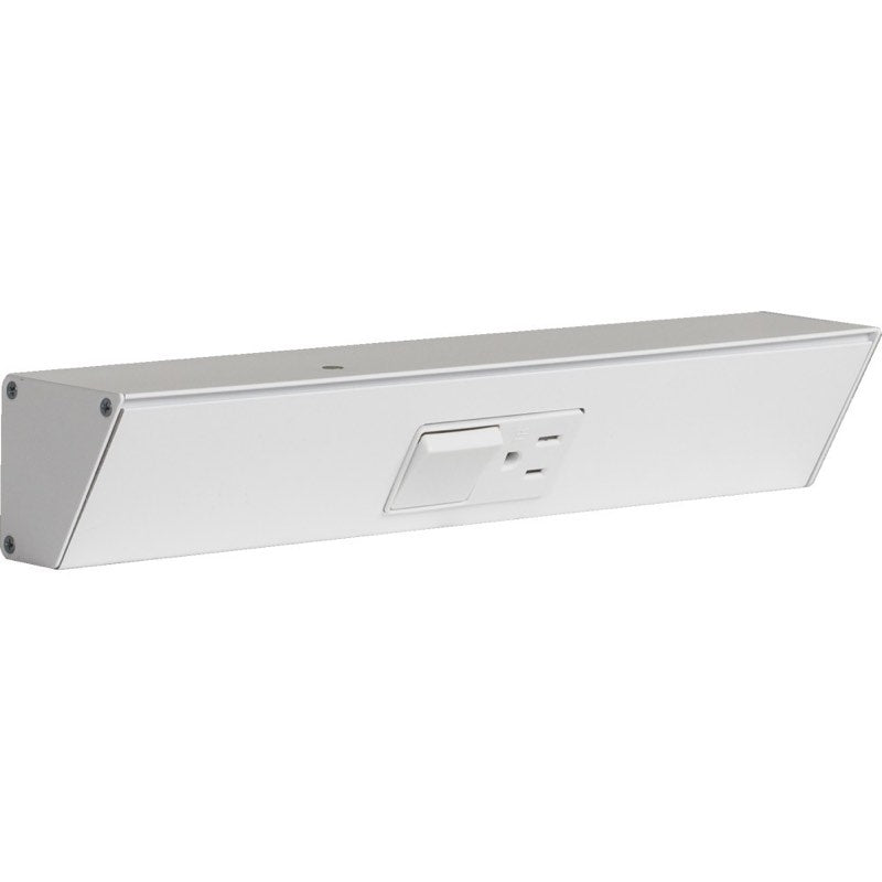 Task Lighting TRS12-1W-WT 12" Angled Power Strip, 1 White Single Receptacle / Switch, White Finish