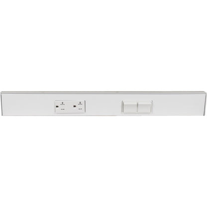 Task Lighting TRS18-2W-WT-RS 18" Angled Power Strip - 1 White Duplex Receptacle - 2 White Right Side Switches - White Finish