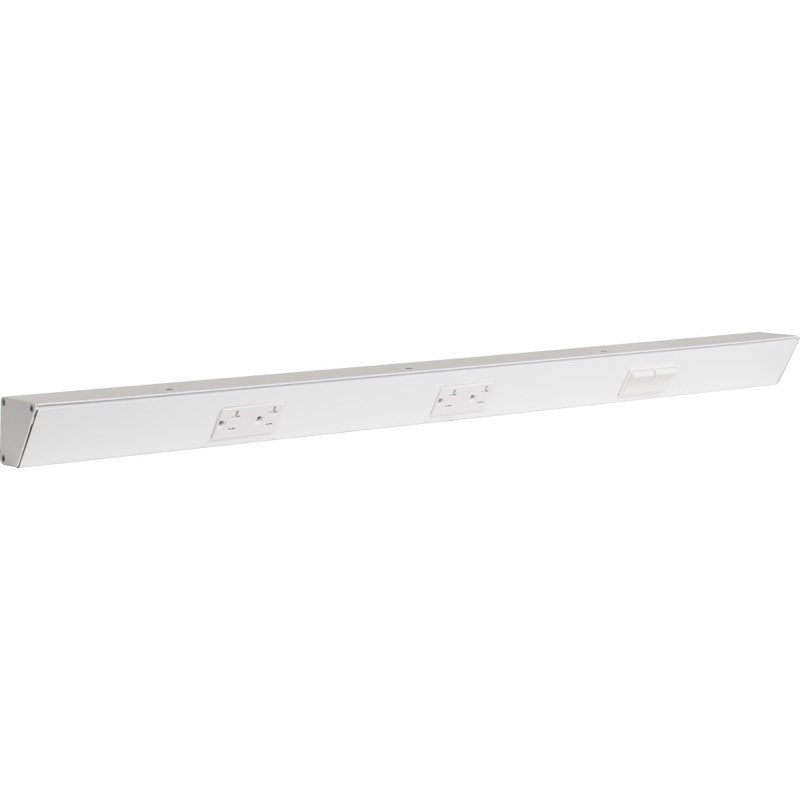 Task Lighting TRS36-3W-WT-RS 36" Angled Power Strip with White Duplex Receptacles / Right Side Switches, White Finish