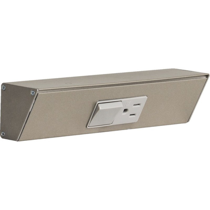 Task Lighting TRS9-1G-SN 9" Angled Power Strip, 1 Gray Single Receptacle / Switch, Satin Nickel