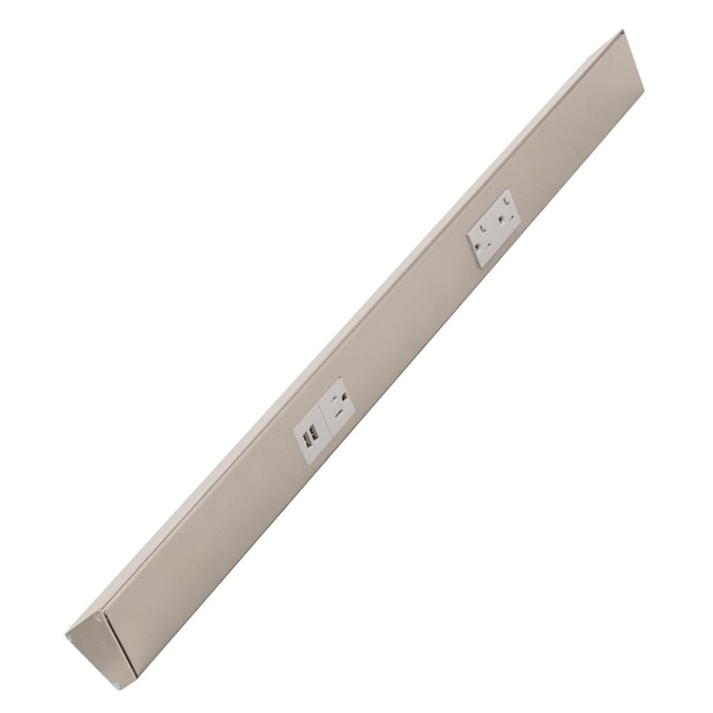 Task Lighting TRU30-2GD-P-SN 30" Angled Power Strip with Gray USB / Receptacles, Satin Nickel Finish