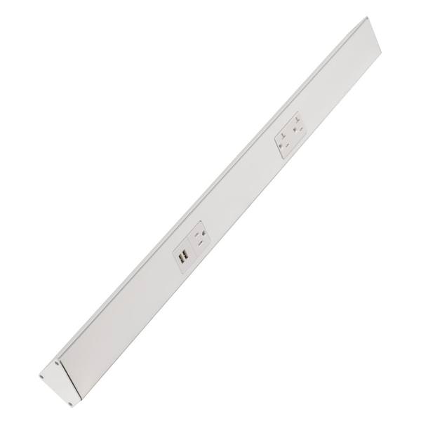 Task Lighting TRU30-2WD-P-WT 30" Angled Power Strip with White USB / Receptacles, White Finish