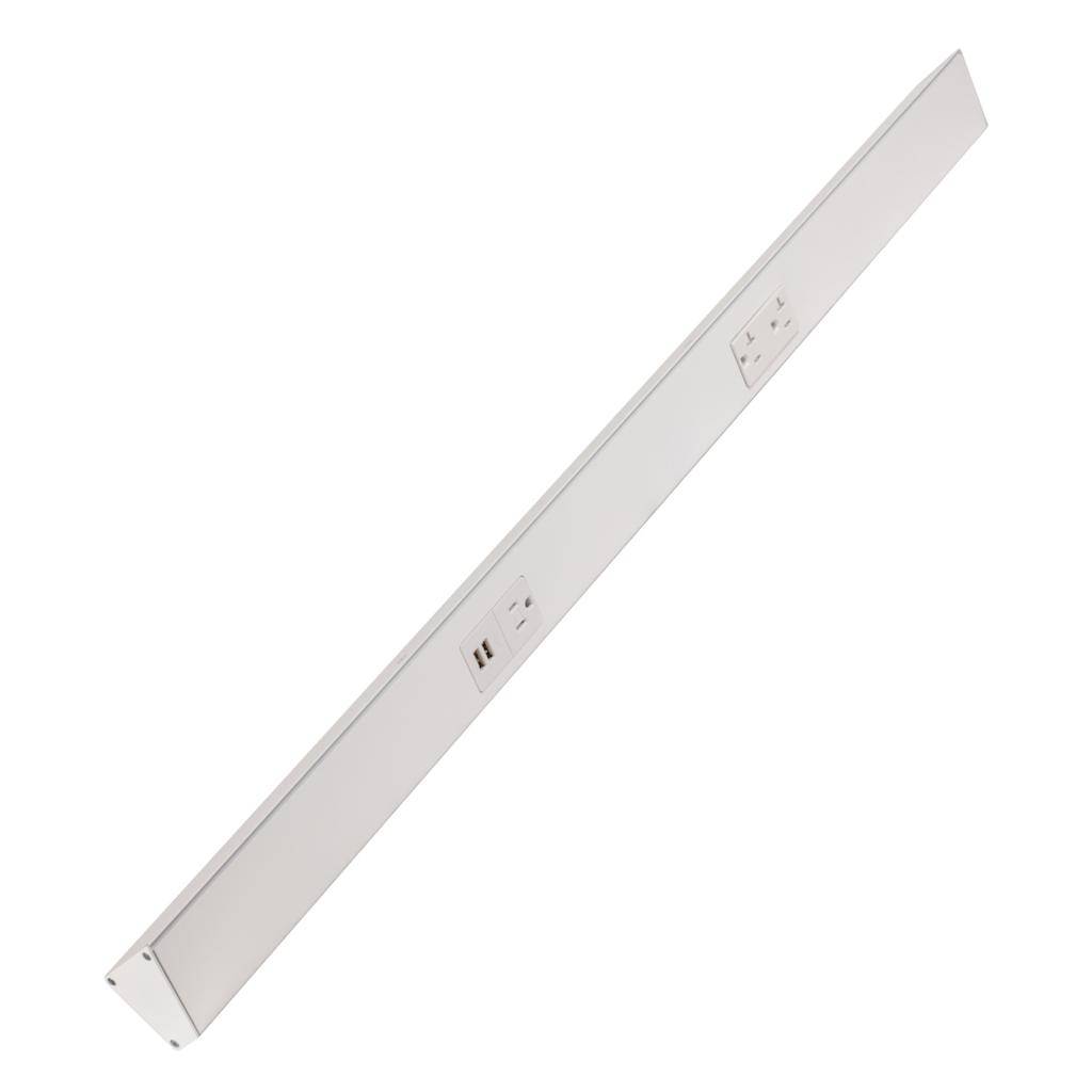 Task Lighting TRU36-2WD-P-WT 36" Angled Power Strip with White USB / Receptacles, White Finish