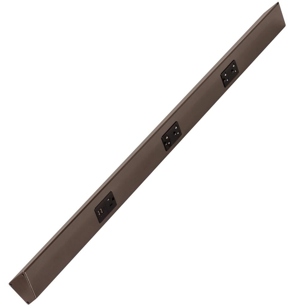 Task Lighting TRU42-3BD-P-BZ 42" Angled Power Strip with Black USB / Receptacles - Bronze Finish