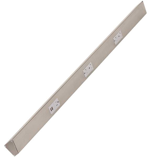 Task Lighting TRU42-3GD-P-SN 42" Angled Power Strip with Gray USB / Receptacles - Satin Nickel Finish