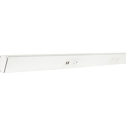 Task Lighting TRU42-3WD-P-WT 42" Angled Power Strip with White USB / Receptacles - White Finish