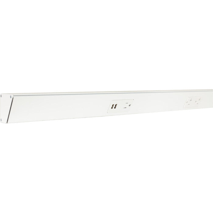 Task Lighting TRU42-3WD-P-WT 42" Angled Power Strip with White USB / Receptacles - White Finish