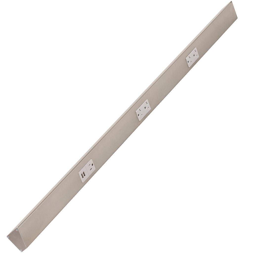 Task Lighting TRU48-3GD-P-SN 48" Angled Power Strip with Gray USB / Receptacles, Satin Nickel Finish