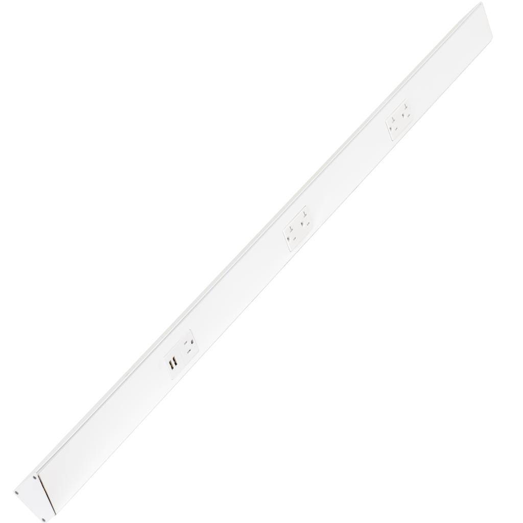 Task Lighting TRU48-3WD-P-WT 48" Angled Power Strip with White USB / Receptacles, White Finish