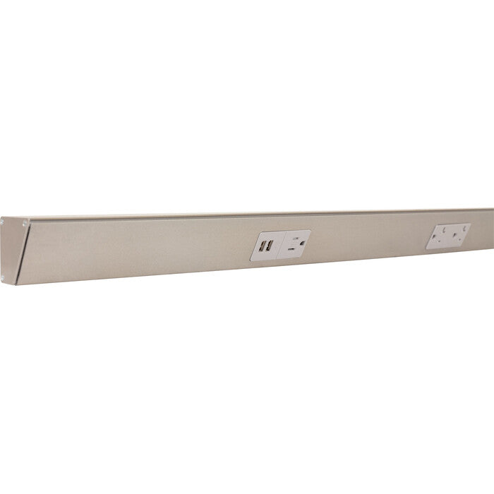 Task Lighting TRU60-4GD-P-SN 60" TR USB Series Angle Power Strip with USB, Satin Nickel Finish, Grey Receptacles