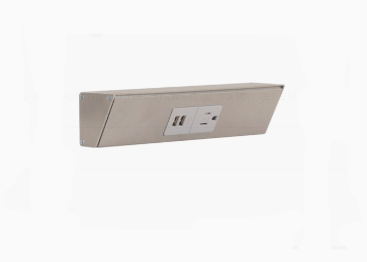 Task Lighting TRU9-1GD-P-SN 9" TR USB Series Angle Power Strip with USB, Gray/Satin Nickel