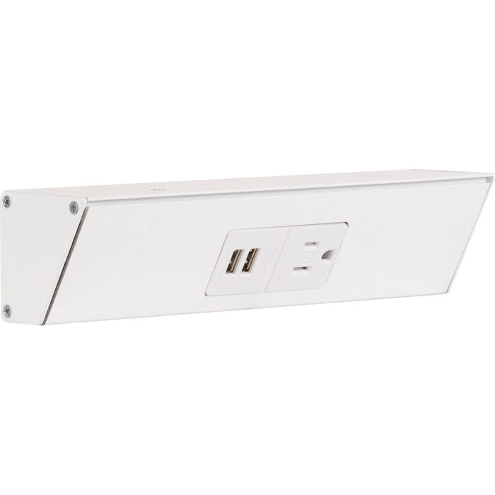 Task Lighting TRU9-1WD-P-WT 9" TR USB Series Angle Power Strip with USB, White/White