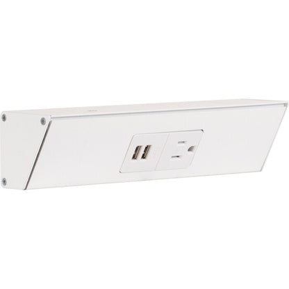 Task Lighting TRU9-1WD-P-WT 9" TR USB Series Angle Power Strip with USB, White/White