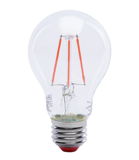 Feit Electric A19/TR/LED Clear Glass Red A19 Dimmable LED Filament Light Bulb, Wattage 4.5W, Voltage 120V