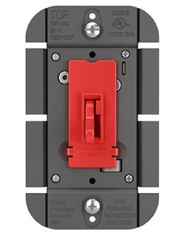 Wattstopper TSD703PRED 700W Single Pole/ 3-Way Incandescent Tottle Slide Dimmer, Red Finish