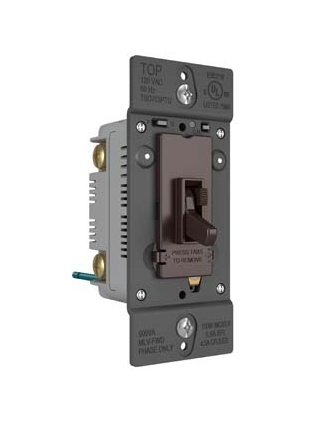Wattstopper TSD703PTU Tru-Universal Single Pole/3-Way Toggle Slide Dimmer, Preset, Brown Finish