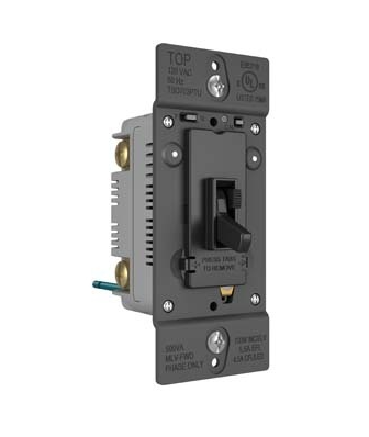 Wattstopper TSD703PTUBK Tru-Universal Single Pole/3-Way Toggle Slide Dimmer, Preset, Black Finish