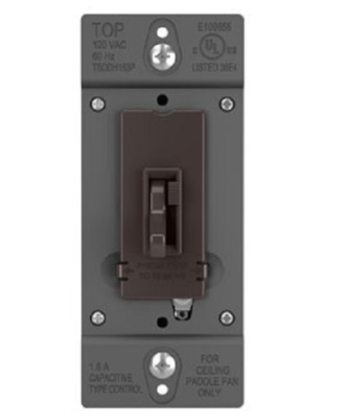 Wattstopper TSDDH163P 1.6A Single-Pole/3-Way, Preset Fan Speed Control & De-Hummer, Brown Finish
