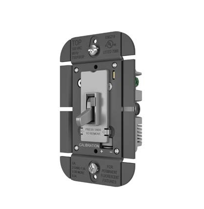 Wattstopper TSDFB83PGRY Fluorescent Single Pole/ 3-Way Toggle Fluorescent Toggle Slide Dimmer, 3W, 8A, Gray Finish