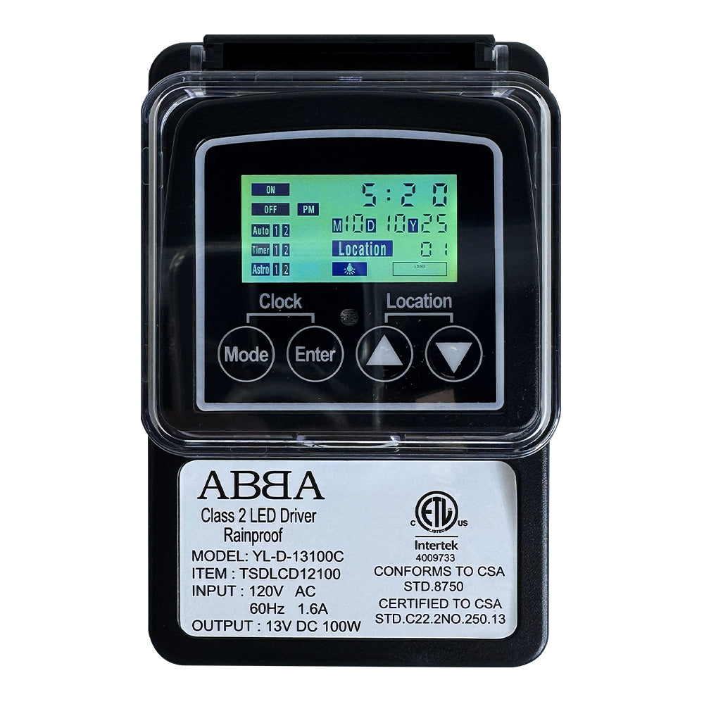 ABBA Lighting USA TSDLCD 12100 DC12V - 100W Digital Transformer - Low Voltage Power Supply