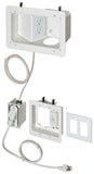 Arlington TVB712BK Two-Gang Plastic Recessed TV Bridge Kit With Angled Power Box