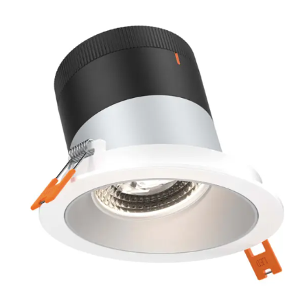 Dals Lighting RC04-CC-20-SLAZ-TWH 4" LED Sloped Recessed Downlight, Selectable Wattage 16W, 20W, 24W, Multi-Color Temperature, 2,200 Lumens, 20° Beam Angle, Voltage 120-347V, Alzak Reflector / White Trim