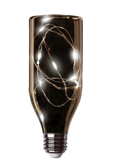 Feit Electric FY/BOT/SW/TWK/LED Clear Twinkling Medium E26 Base Fairy Bottle LED Light, Color Temperature 6500K, Wattage 1.5W, Voltage 120V