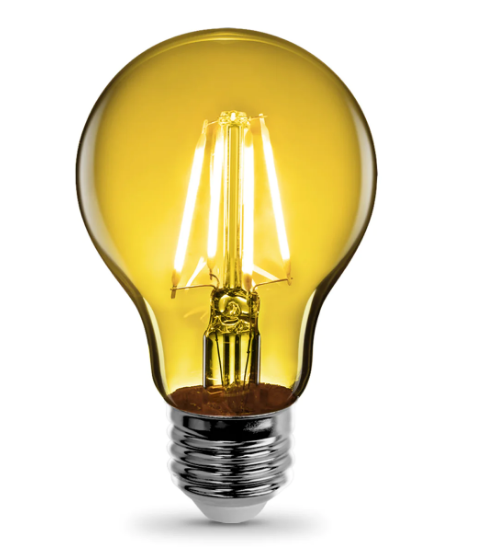 Feit Electric A19/TY/LED Clear Glass Transparent Yellow A19 Dimmable LED Filament Light Bulb, Wattage 4.5W, Voltage 120V