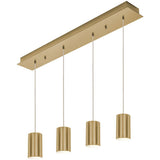 AFX Lighting TYKP04MBSBLNR4 Tyke 4 Light 5 inch Satin Brass Linear Pendant Ceiling Light