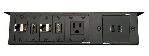 Lew Electric UTBUS-1-3 Under Table Edge Mount Box, 1 Power, 2 Charging USB, 2 Data, 2 HDMI - Black